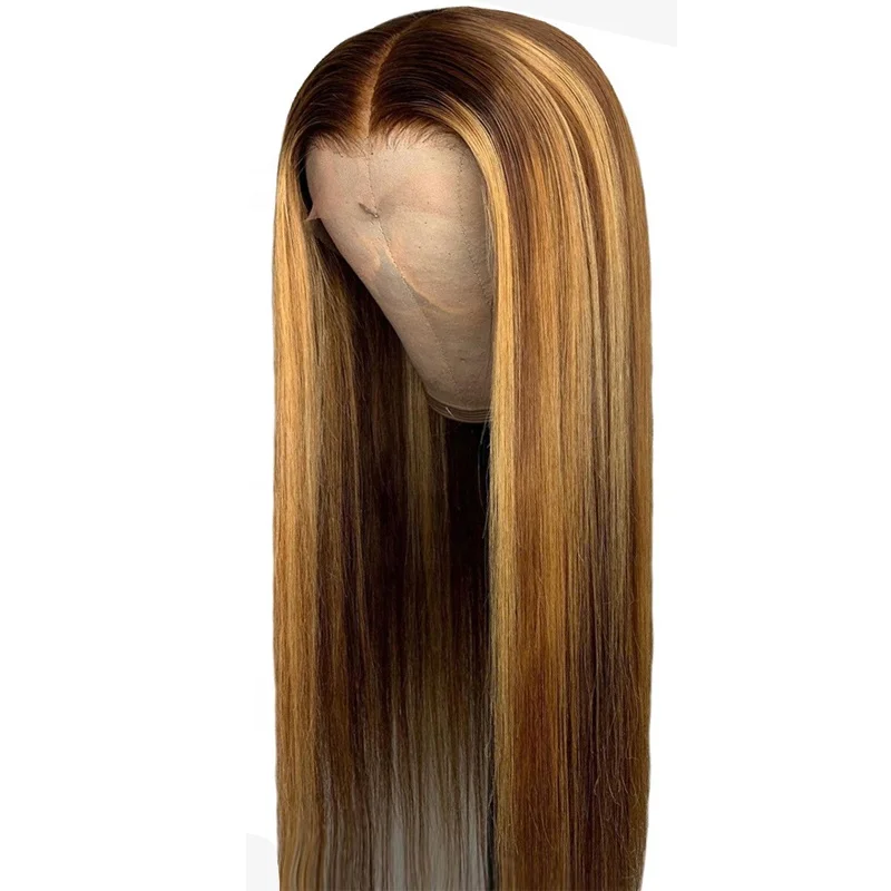 Cowinner 25 дюймовый коричневый цветной выделитель парик без клея 13x4 кружевные передние человеческие волосы парики предварительно выщипанные бразильские Натуральные Прямые парики