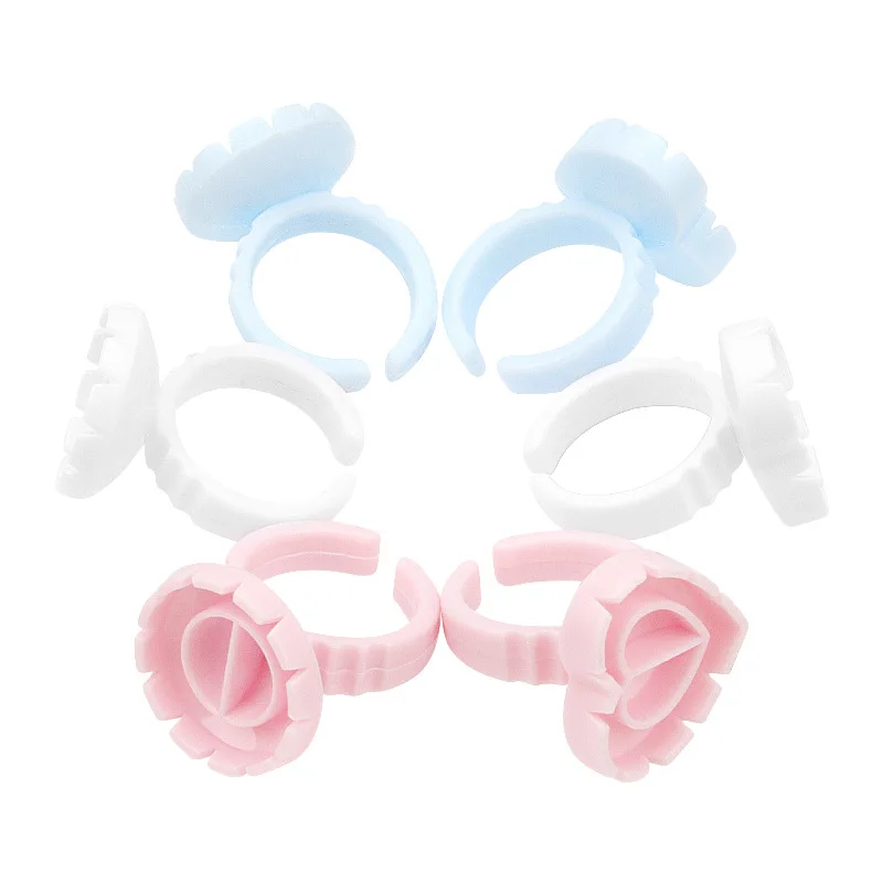 wholesale 100pcs/bag Flower Shape cup glue holder pallet plastic Beauty lash Tools Eyelash Glue Cup