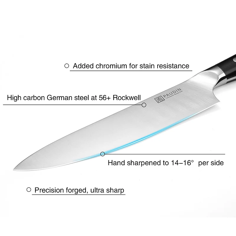 Hot Sale Full Tang 8 Inch German High Carbon Steel Kitchen Chef Knife With Natural Ebony Wood G10 Handle Knives Custom