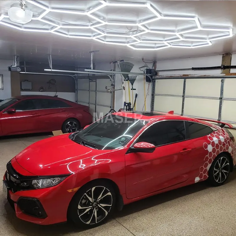 Aluminum Ceiling Lights Auto Detailing Lights Hexagon Honeycomb Design Lamp for Garage Underground Parking Lot 15 Grid System