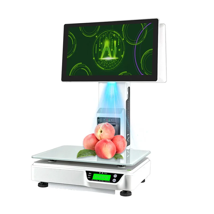 AI Weighing Scale Pos Supermarket Intelligent All In One Pos System With Thermal Printer Barcode Scanner