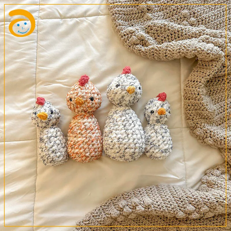 Crochet Chicken barnyard friends, crochet peg animals, crochet farm animal toys