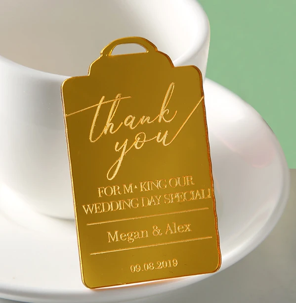 Luxury wedding thank you gift tag with personalized name SAVE THE DATE personalized golden  Favor bridal party decoration