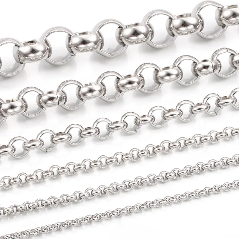 Permanent Jewelry Stainless Steel 18K Gold Plated Round Pearl Link Chain Necklace Round Box Chain Round Circle Rolo Chain