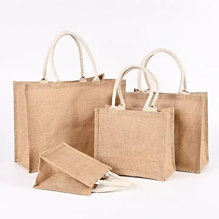 PINGHU Custom Wholesale Cheap Natural Burlap Linen Jute Tote Bag For Promotion Gift Wedding