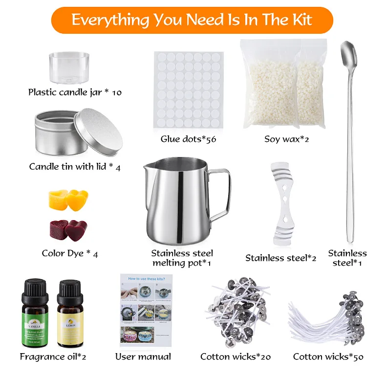 Suit DIY candles making kit set Wholesale super easy  handmade scented beeswax DIY candles making kit