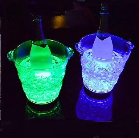 LED Drink Barware KTV Bars Wine Champagne Beer Cooler LED Glowing Ice Bucket