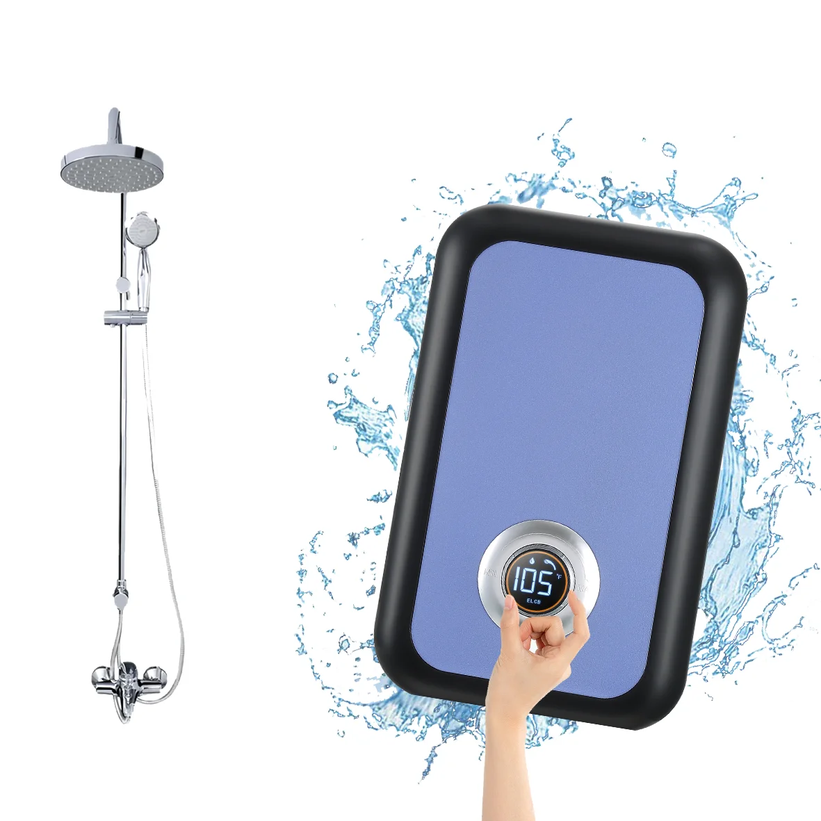 5.5Kw High Efficiency Tankless Shower Heater Multi Points Use Electric Bath Hot Water Heater Geyser