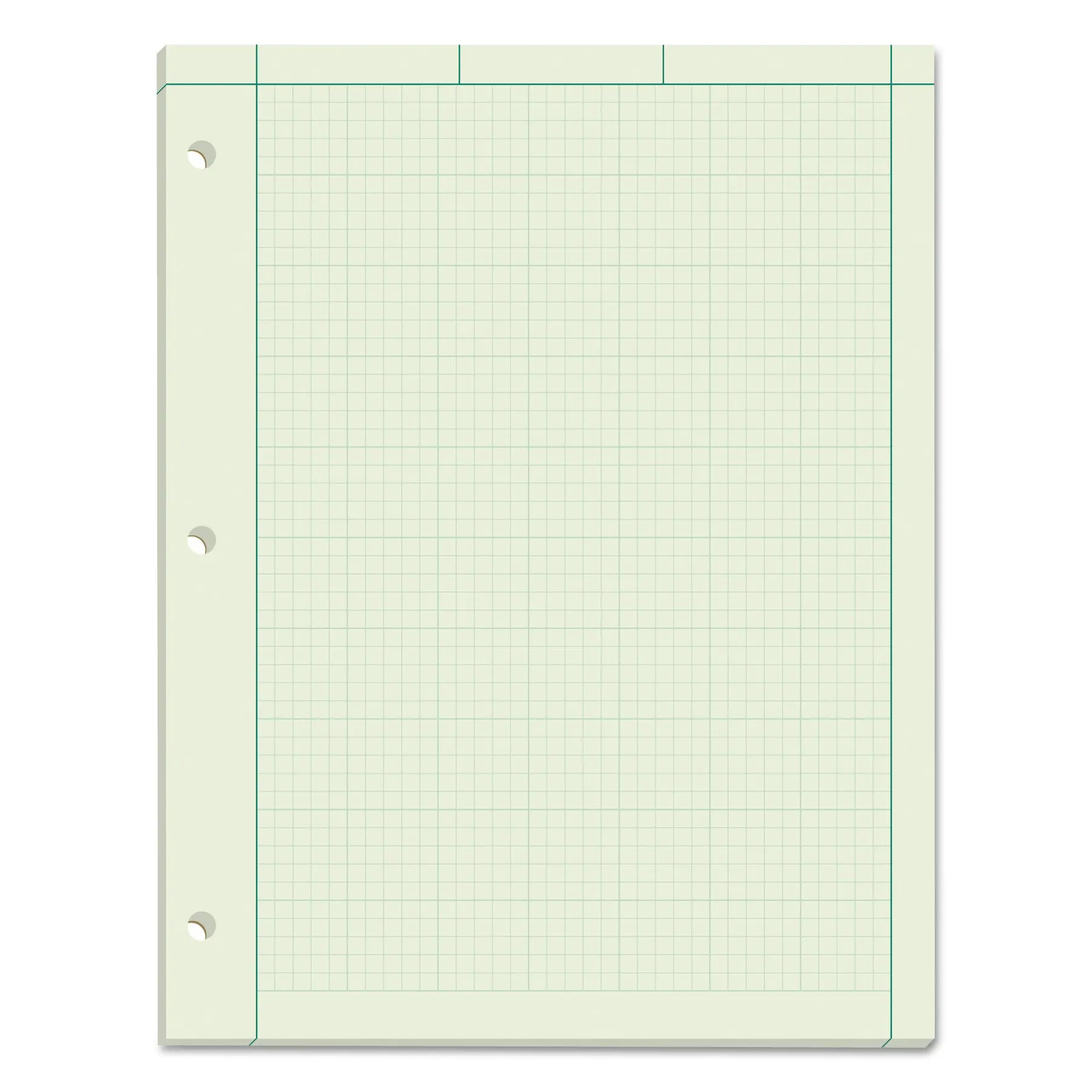 Graph Rule on Back Green Tint Paper 3-Hole Punched 100 Sheets Glue Top Engineering Computation Pad