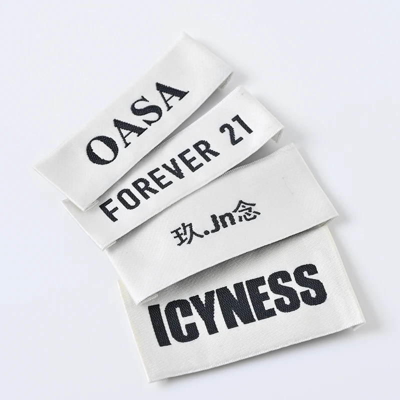 Hot Sale Custom End Fold Satin Woven Labels Logo Designs Jacquard Wash Care Labels and Hem Tags for Clothes