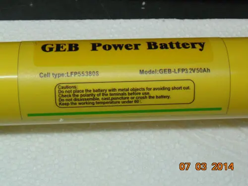 GEB 3,2 V 50Ah 55380S цилиндрический элемент для 12 V/24 V/36 V/48 V 50Ah lifepo4 аккумулятор для системы солнечной энергии и электромобиля