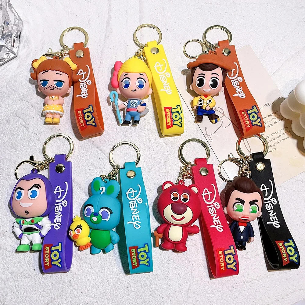 3D PVC cartoon anime keychain promotional ToyStory Buzz Light year Woody Key Chain Anti-Lost Car Bag Pendant Keyring Keychains