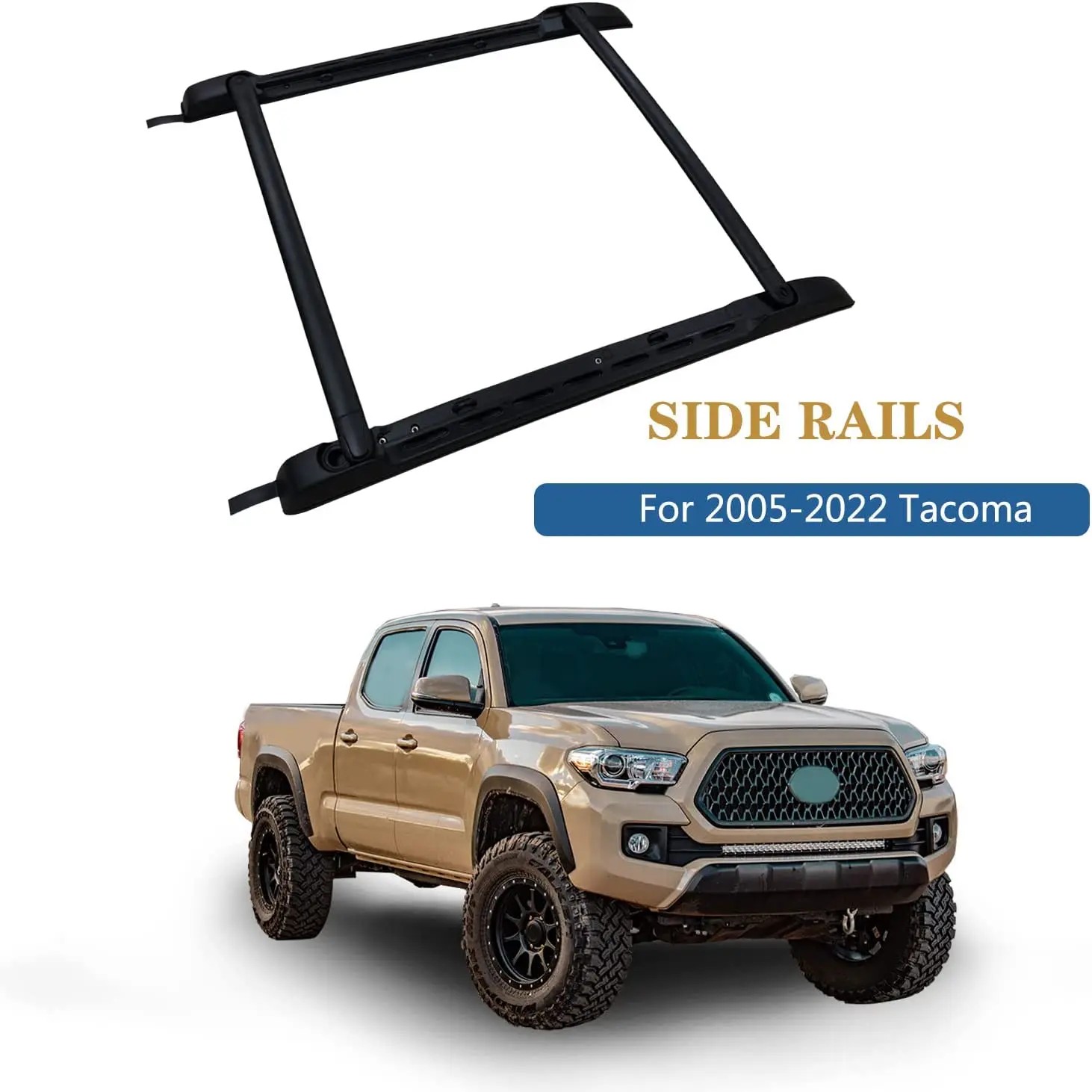 YUHANG направляющие на крышу для Toyota Tacoma 2005-2022 дюйма, двойные кабины, поперечные рейки черного цвета