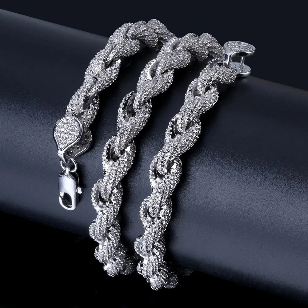 Hip hop iced out jewellery cz zircon stone twisted spiral cuban link chain real gold plated cuban chain rapper for man