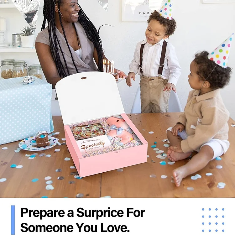 Eco friendly 15 pcs Girls Ladies Women Scented Candle Pink Gift Boxes with Lids Ribbon Folding Kraft Paper Boxes