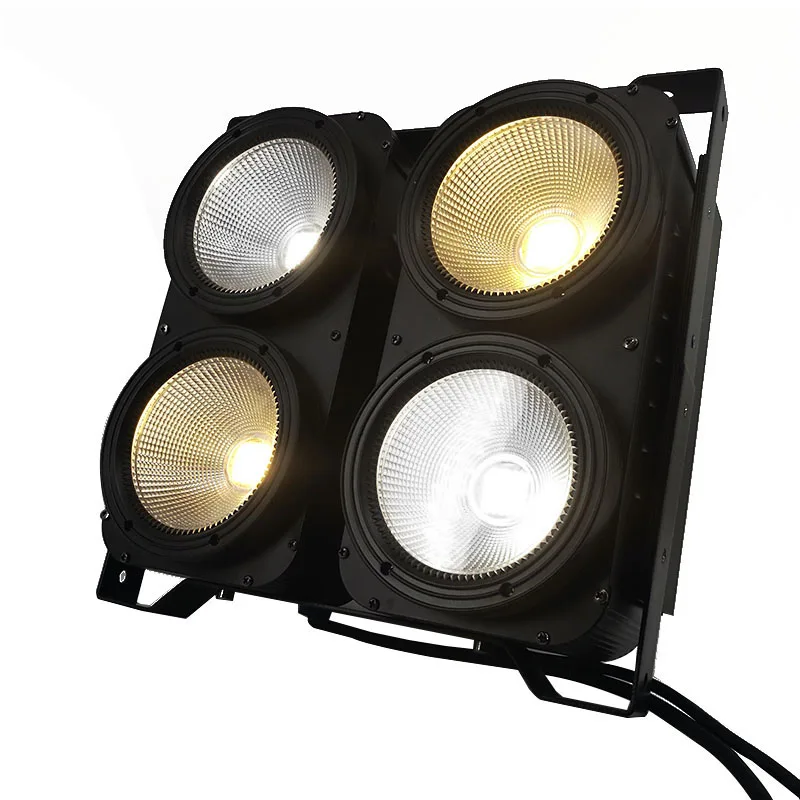 Professional 4x100W COB LED Surface Warm White& Cool White 2IN1 Color DMX Audience Stage COB  Blinder Light