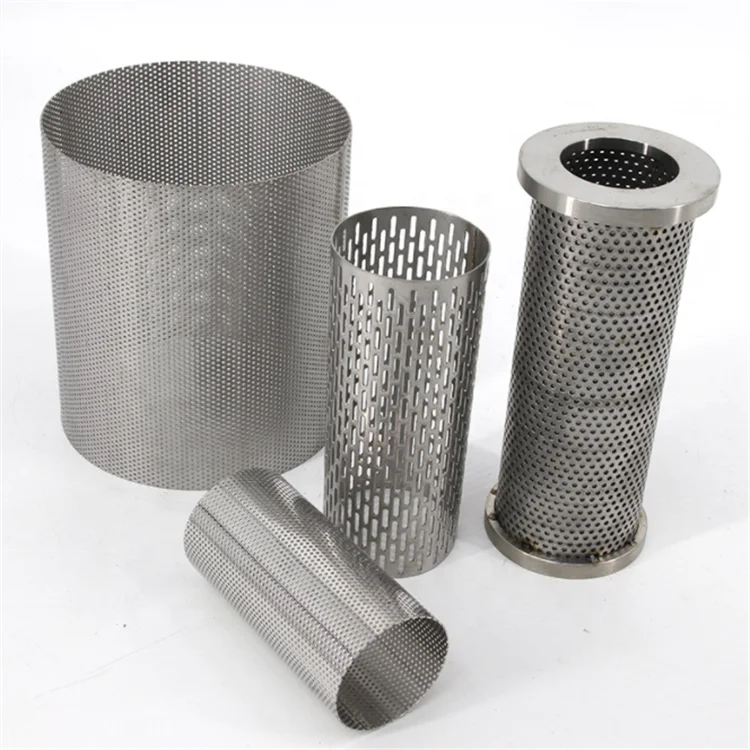 SS 304 Stainless Steel Round Perforated Metal Mesh Filter Element Tube