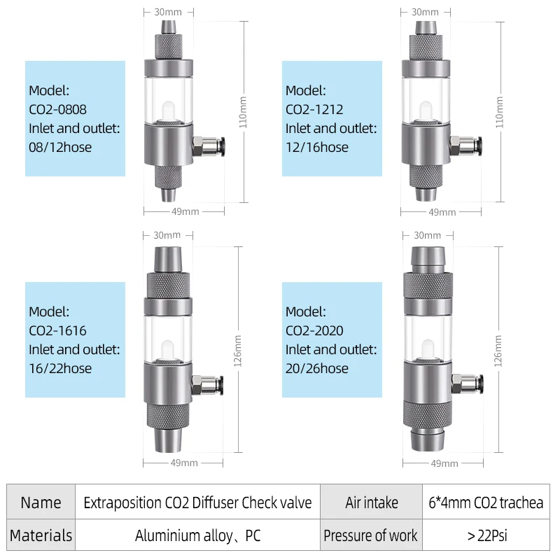 Wholesale Outside Co2 Diffuser With Check Valve 16MM Hose Filter Bucket Inline Aquarium Equipment For Plants Tank