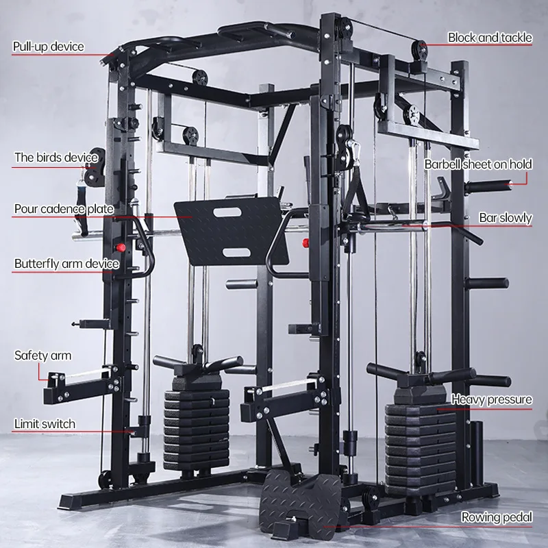 Commercial wholesale Smith machine multi-functional integrated training unit with full set of fitness equipment