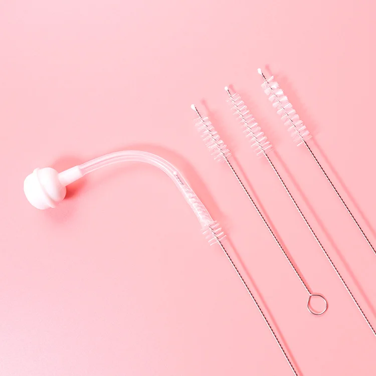 Wholesale custom reusable bottle straw stainless steel metal straw brush