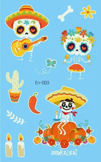 En 001-066 luminous tattoo sticker long lasting tattoo sticker glow in the dark Christmas cartoon santa claus tattoo