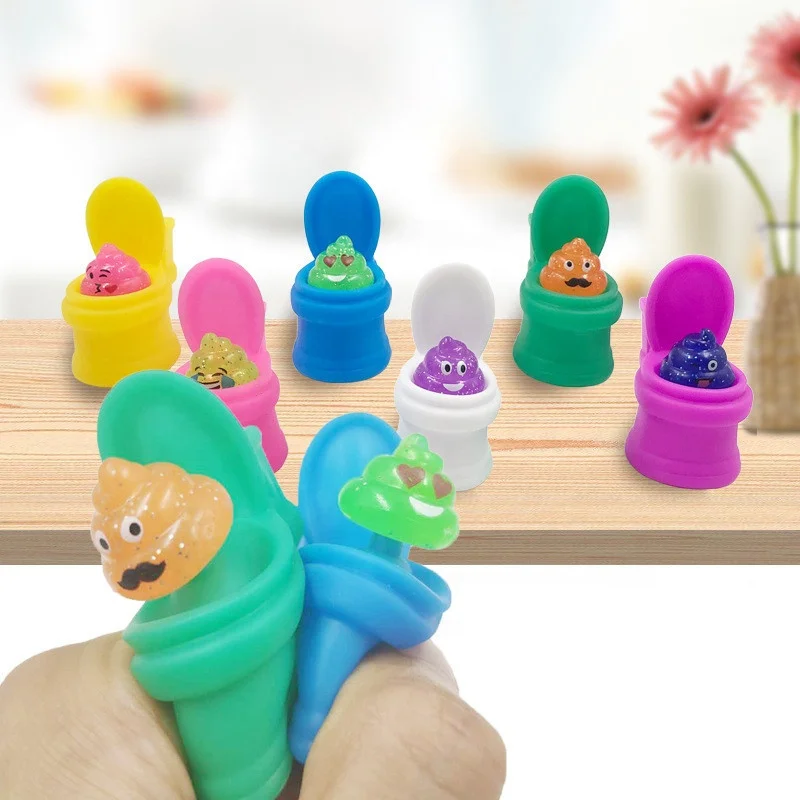 Squeeze Poop Toilet Toy Stress Relieve Fidget Funny Toys Plastic Finger Squishy Stool Emoticon Feces Fidget Toys For Kids