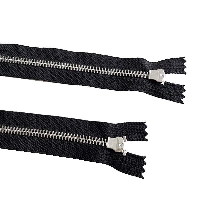 High Quality OEM Nickel Color Auto Lock Slider Closed End 5# Brass Y Teeth Paint Metal Zipper For Jeans