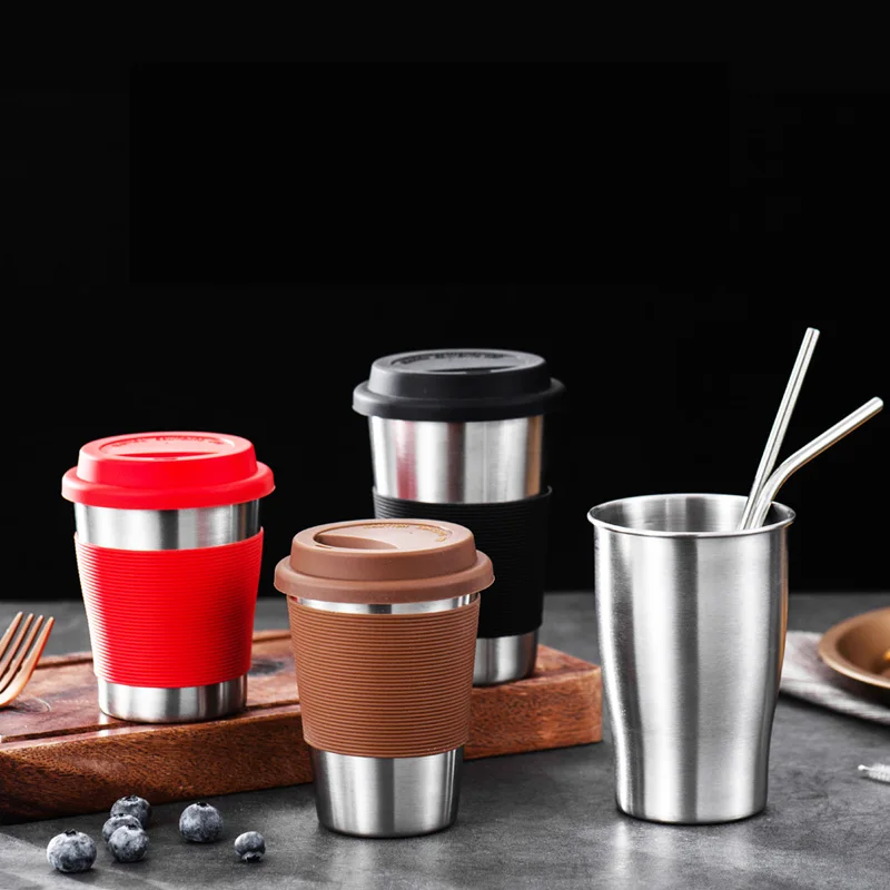 
Stainless Mug Mugs For Sale 15 OZ Handleless Coffee Fun Tea Cups Cup 300Ml Beer Japanese Coffee Logo Family Set Cold 