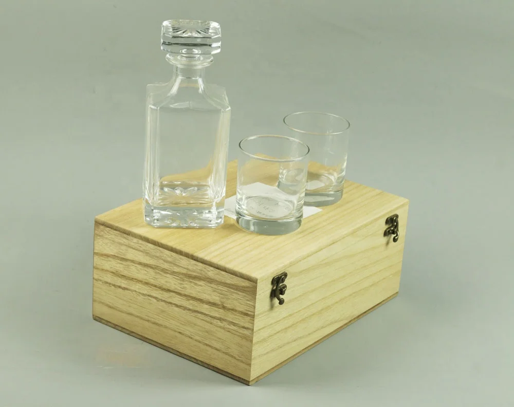
ICEBLUE HD Custom Design Wine Gift Set Wooden Box Decanter Gift Set 