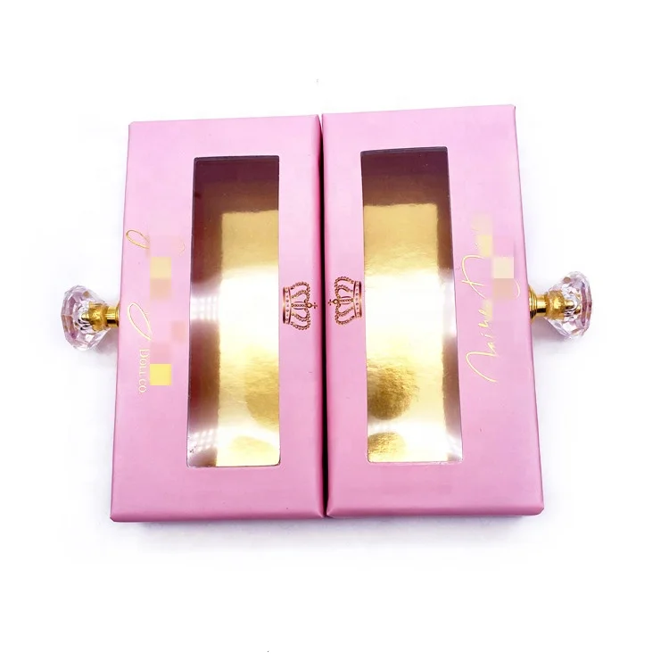 3d 5d настоящие норковые ресницы розовые скользящие ящики с акриловой ручкой Индивидуальные ресницы упаковка коробки поставщик