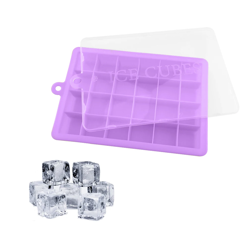 BPA Free Ice Cube Maker Silicone Ice Trays, Mini Square Ice Cube Mold with Lid