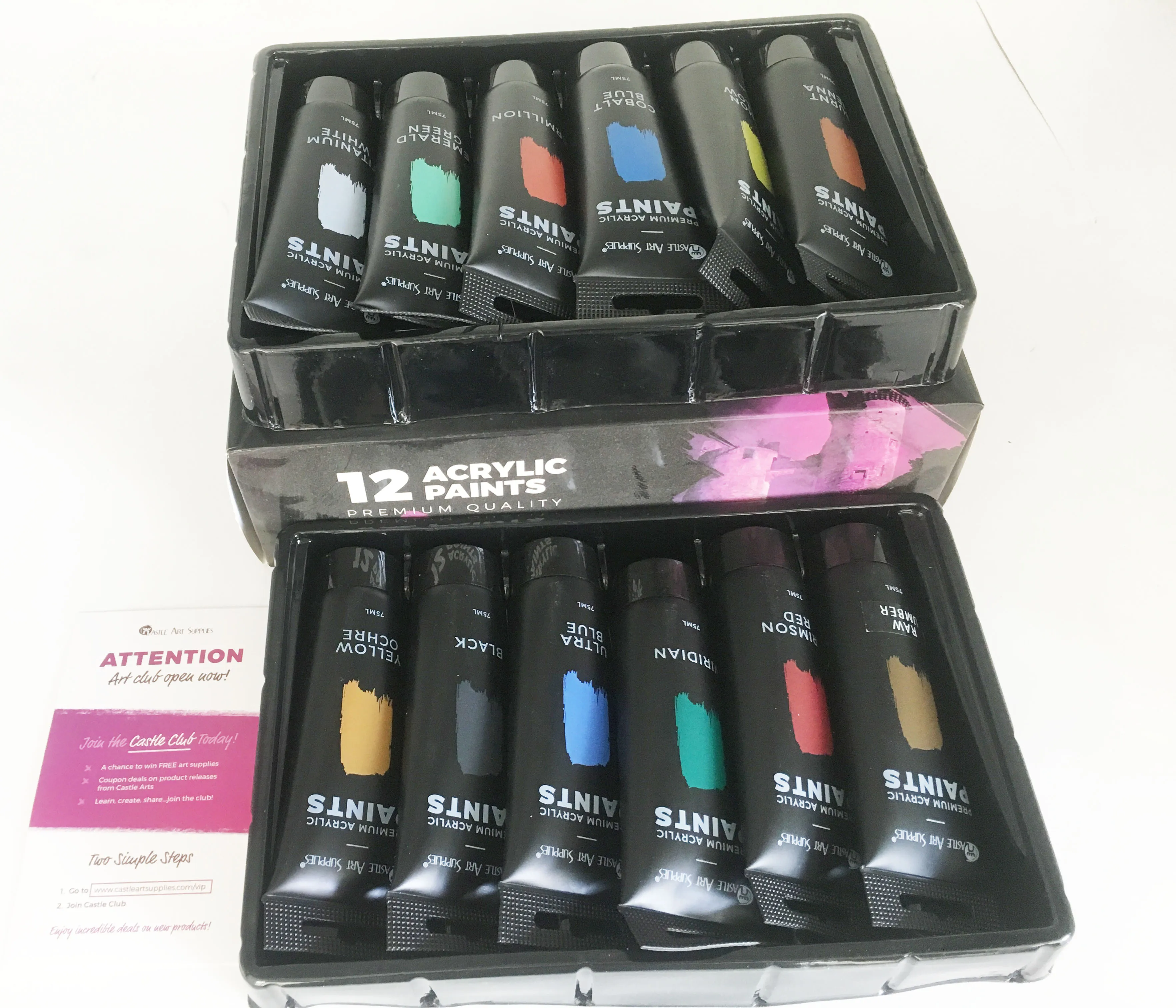 Arteza Expert Acrylic Paint Set 12 Colors Plastic Tubes 75ml