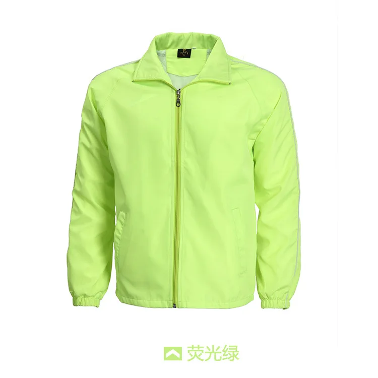 Custom logo advertising propaganda design sleeve stripes team work wind breaker express uniform unisex jacket coat