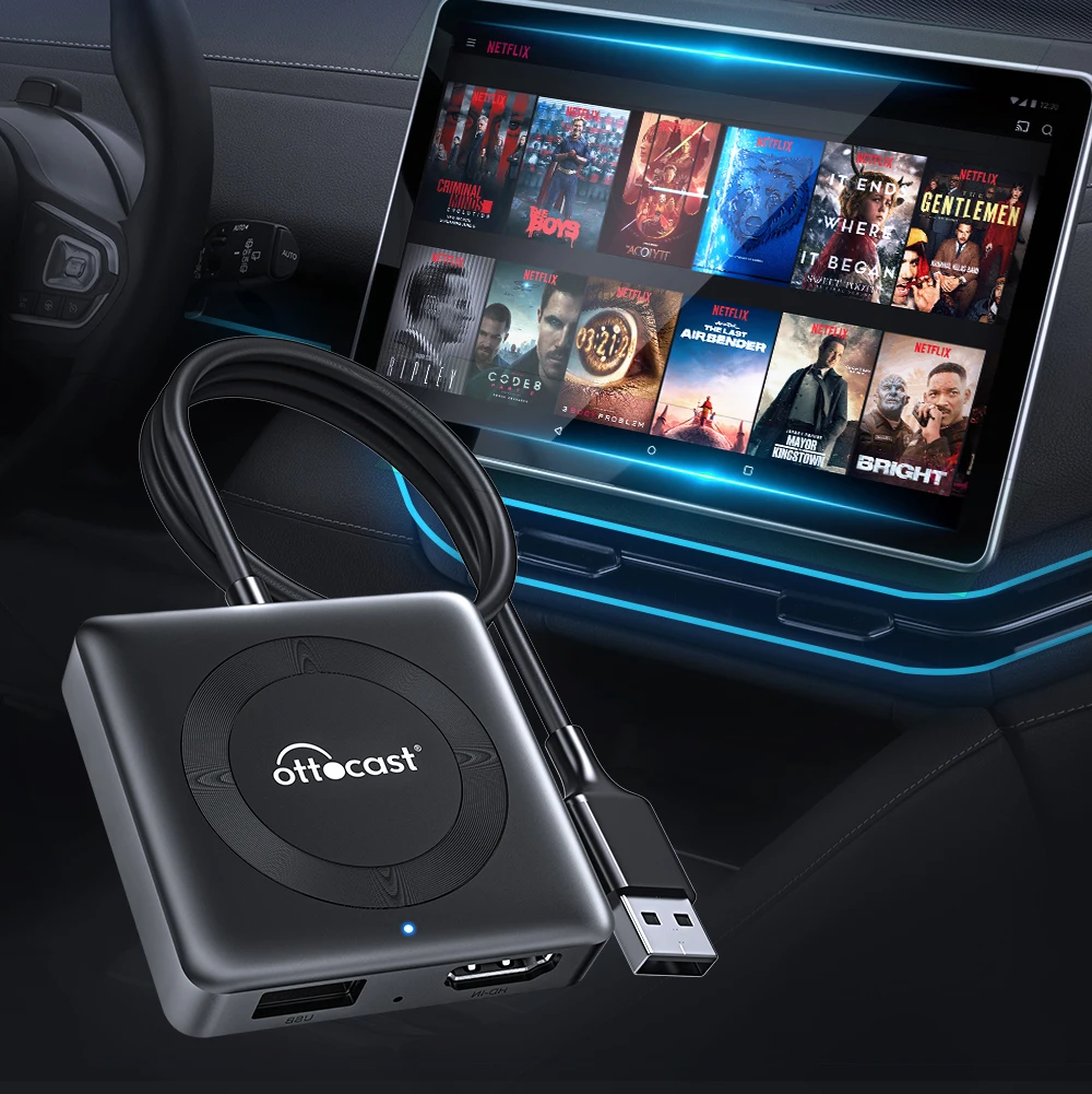 Ottocast Magic Car TV Mate Pro AI Box Carplay Adapter HDMI Wired CarPlay for Cars Media Play Fire TV Stick Streaming Dongle