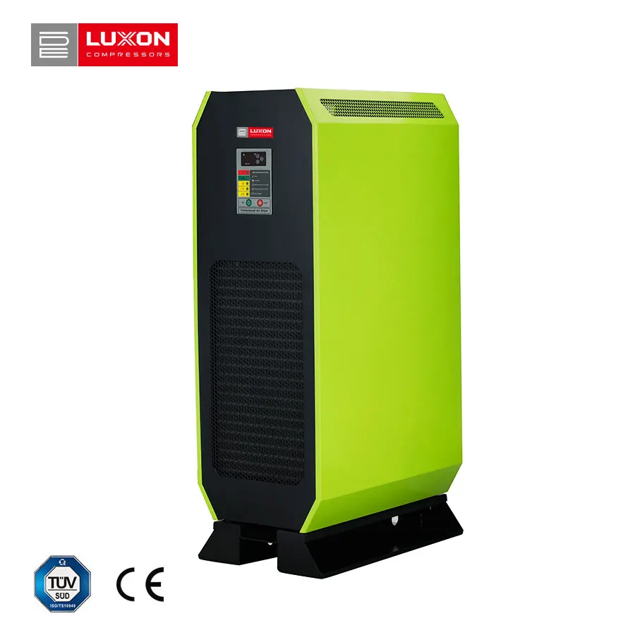 Vertical electric desiccant freeze refrigerated compressed air dryer