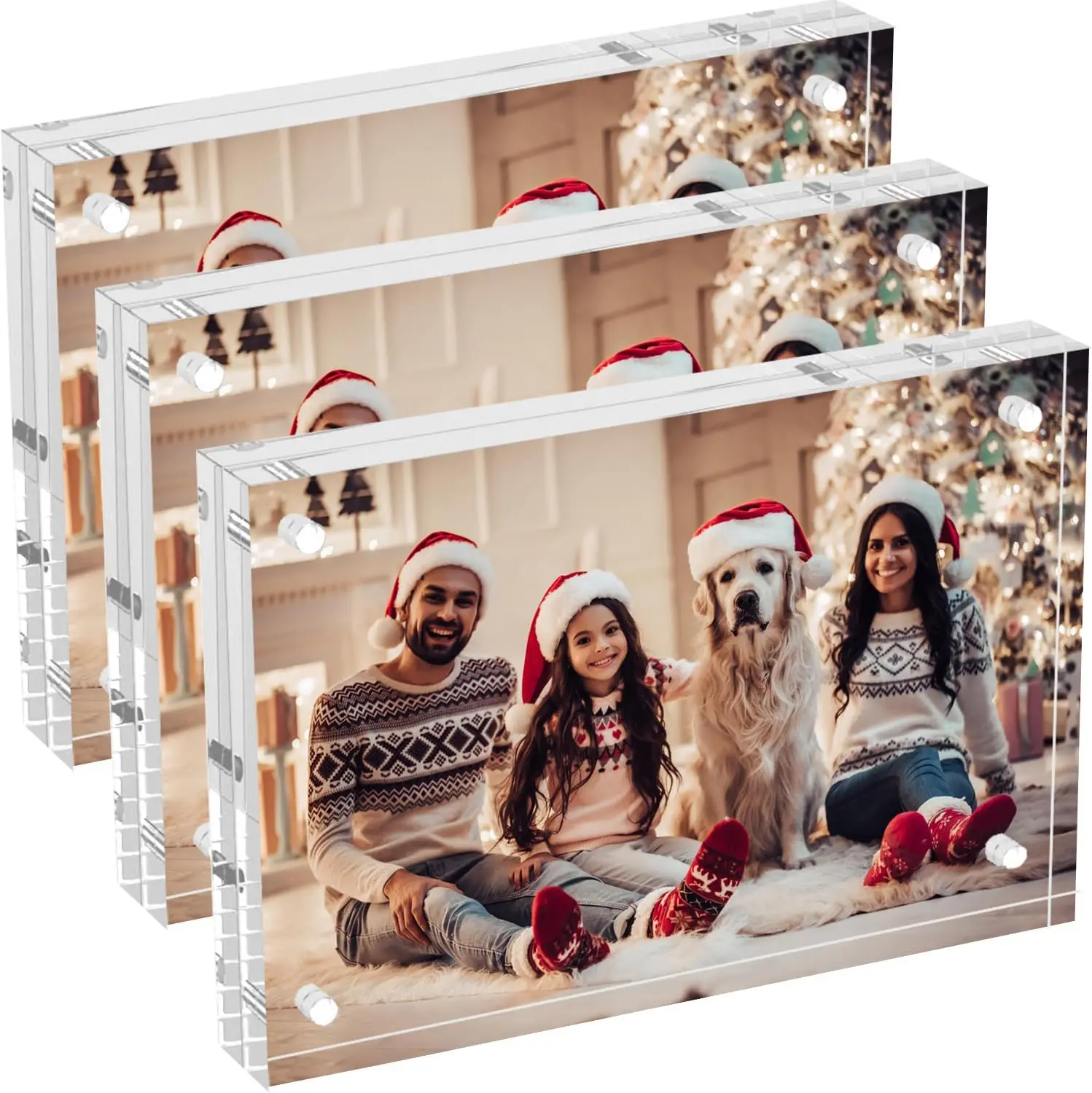 Acrylic photo frames horizontal magnet double sided acrylic frames