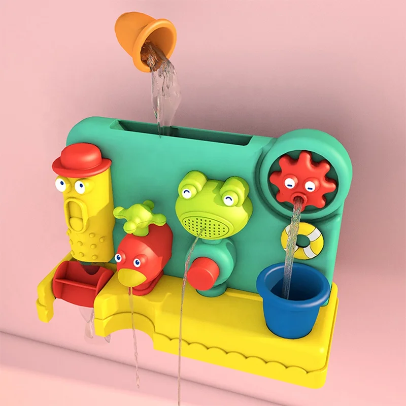 Toddlers Shower Water Sprinkler Waterfall Fill Spin Flow Bathtub Toys 4-in-1 Reused Shower Bath Toy