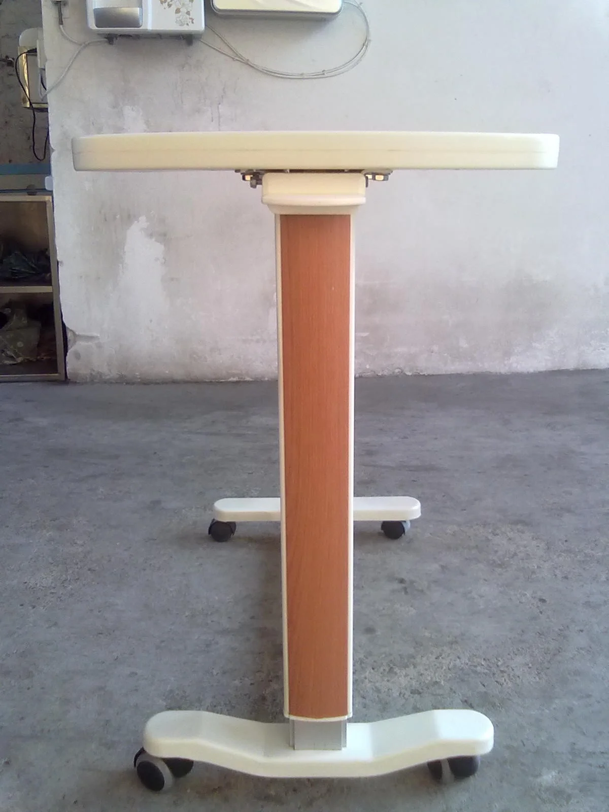 Movable hospital overbed dining bed table with drawer