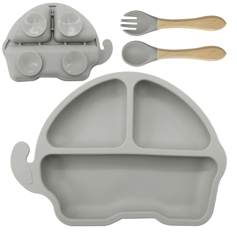 Wholesale Baby Feeding Set Soft Spoon BPA Baby Feeding Spoon Fork Set Utensils Silicone 3 Pcs Baby Set Feeding