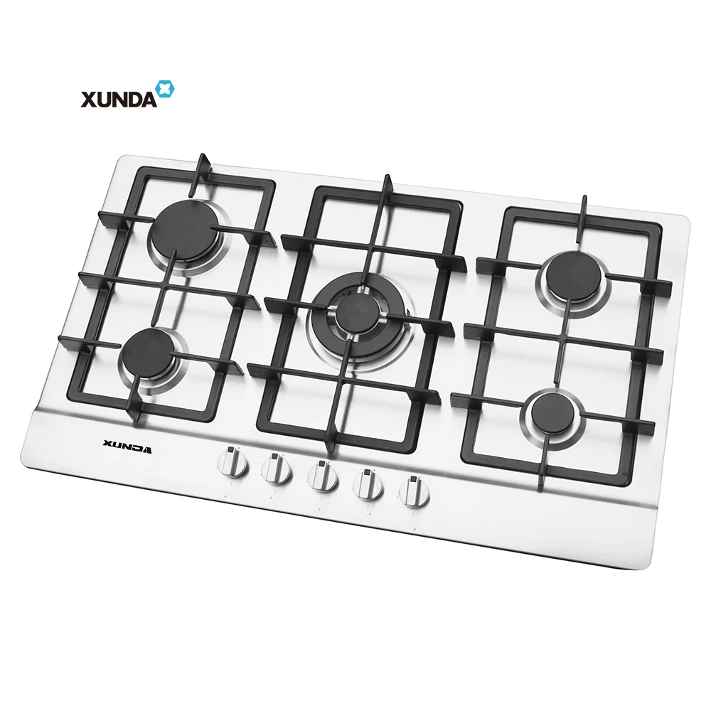 Xunda Cooking Appliances Built In Gas Stove 5 Burners Stainless Steel Gas Cooktops Stove