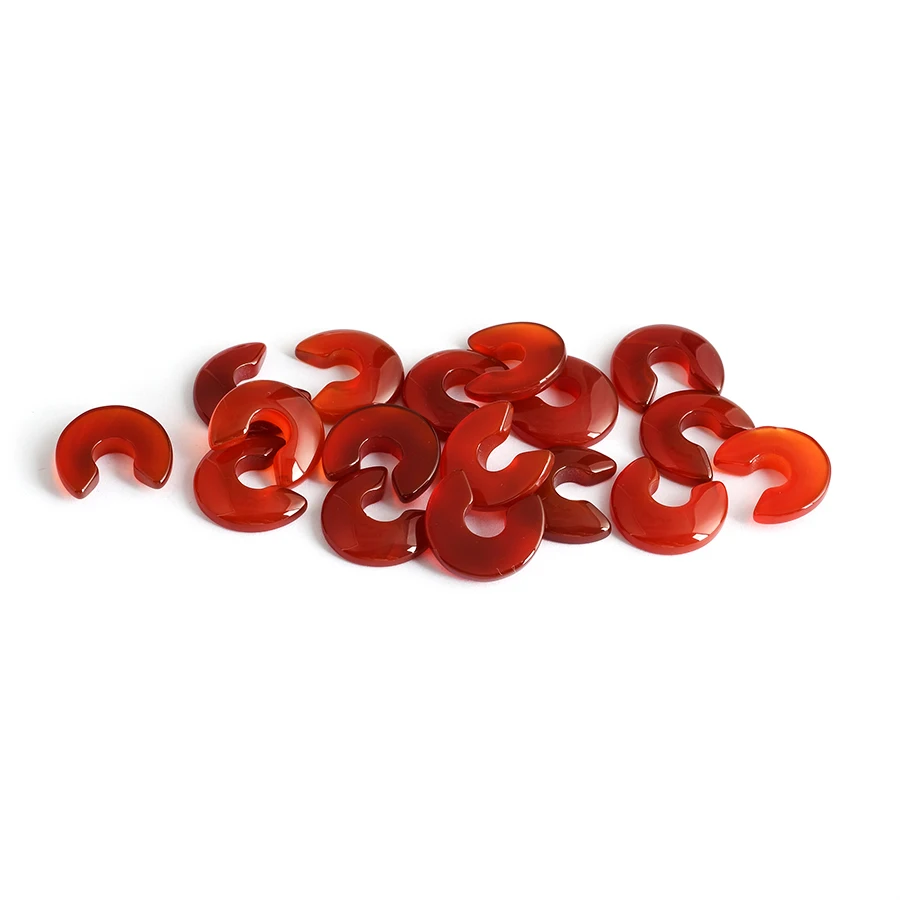 Natural Red onyx carving cutting semi circular arcs Polished bright agate gemstones For Earring pendant Red agate