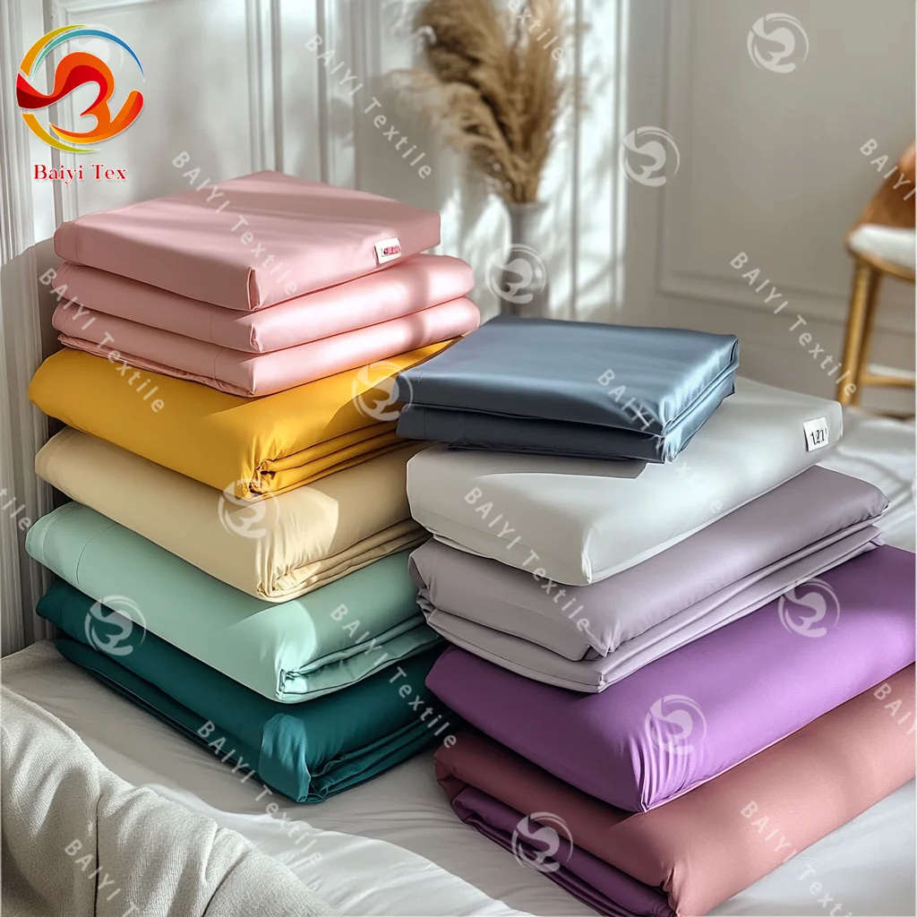 polyester woven bedding set fabric soft cotton feel for Russia market
