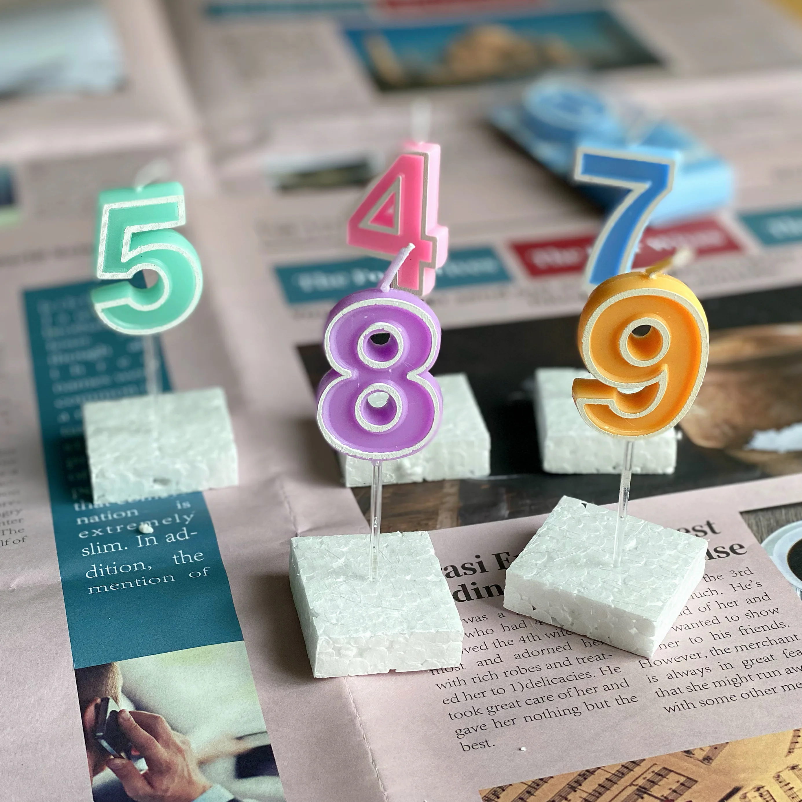 Birthday Wedding Party Decoration Supplies Paraffin Wax Lucky Colorful Fancy Happy Birthday Number Candle for Cake