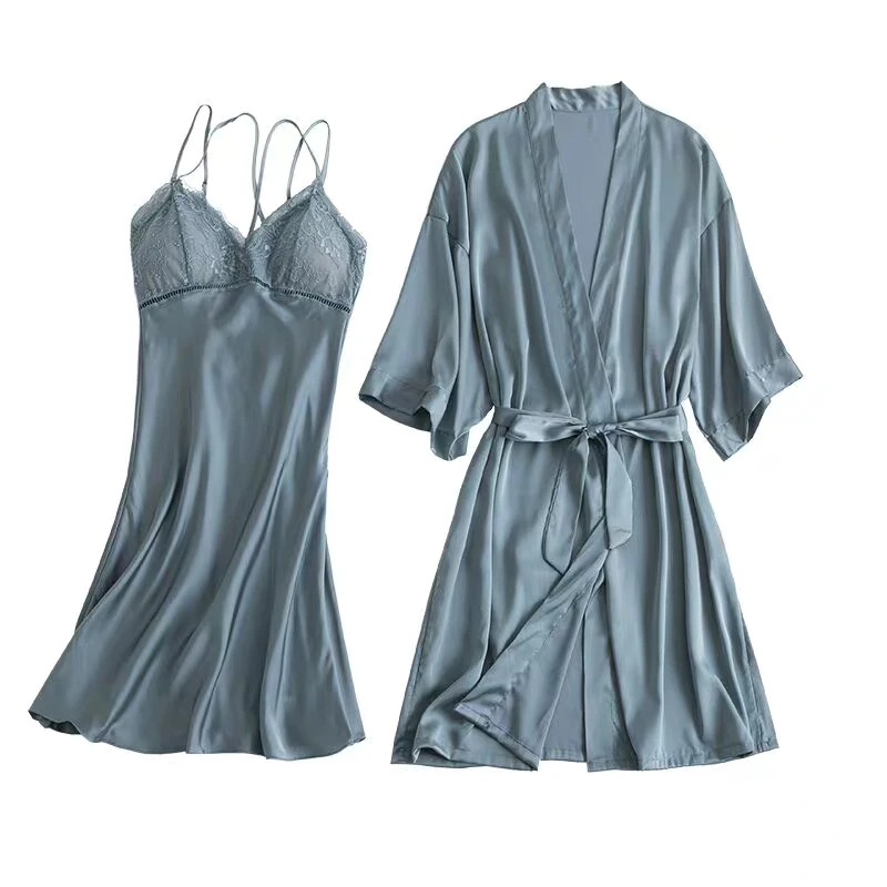  OEM ODM Custom Wholesale Satin Silk Sleepwear Plus Size Pajama Set Women 2 Piece