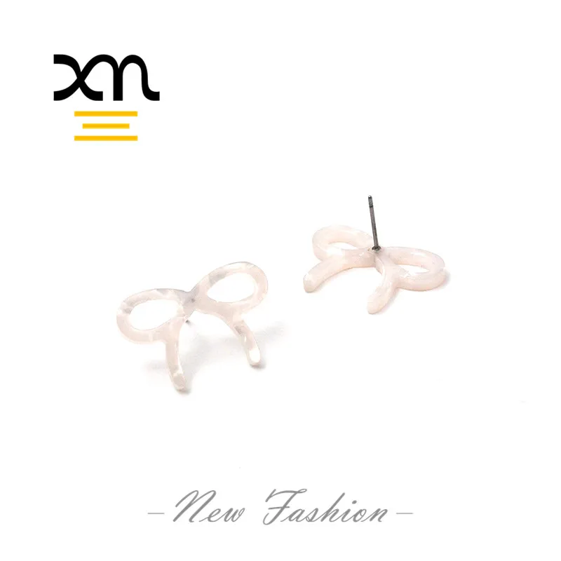 hot selling oem statement women epoxy resin acrylic earring minimalist korean bowknot tortoiseshell girl earrings cute wholesale