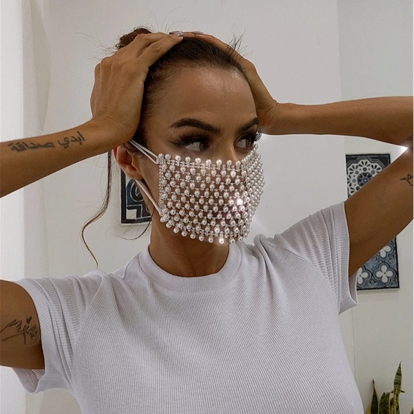 
SKQ-021 2021 Hot Night Club Shiny Luxury Crystal Bling Decor Rhinestone Washable Party Mask Accessories Face Cover for Women Man 