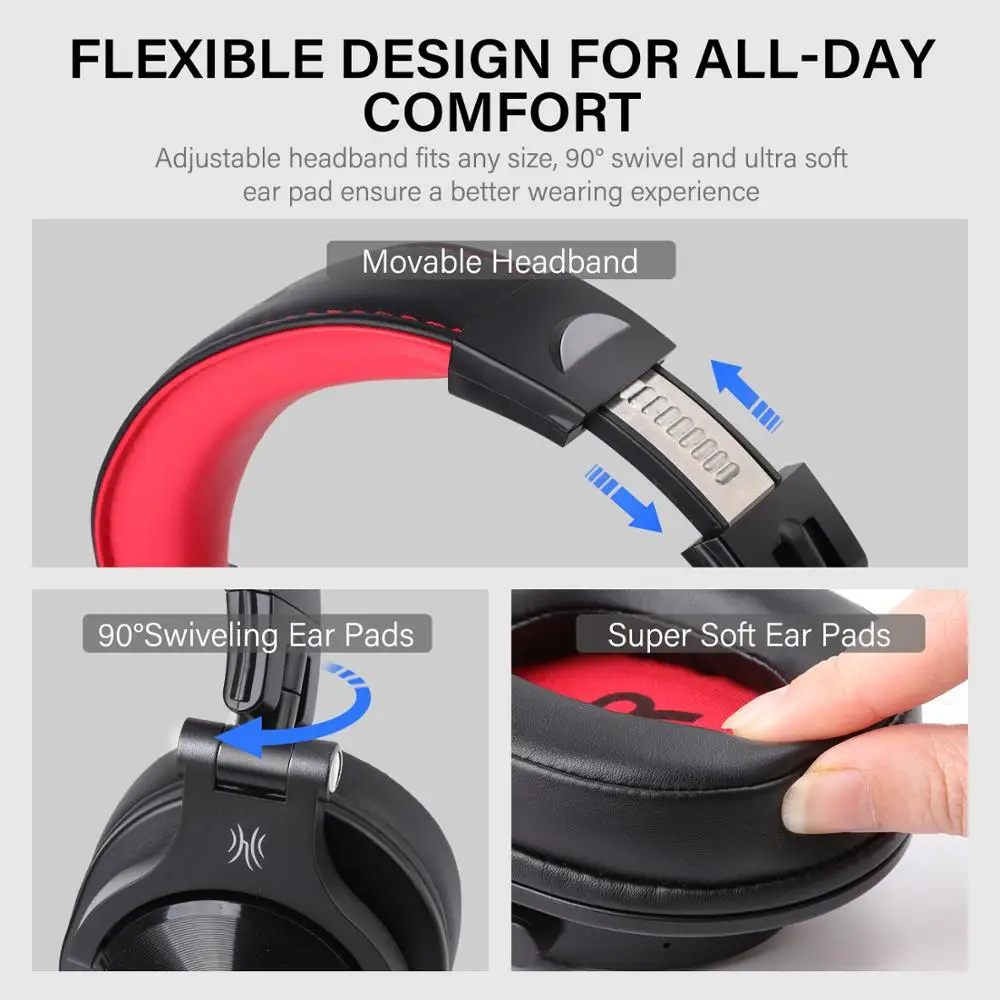 Oneodio Fusion Headphones Stereo Over Ear Wired/Wireless Headset Professional Recording Studio Monitor DJ Headphones
