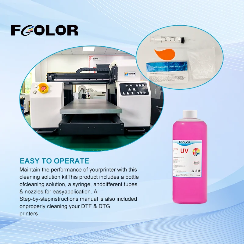Fcolor Free Sample New 300ML UV Printer Cleaning Solution For Espon Printer  Nozzle Strong Cleaner Solution For UV Printer