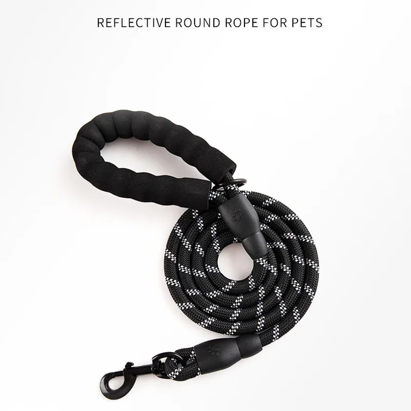 
High quality Eco-Friendly nylon round colorful rope leash lead for pet dog 