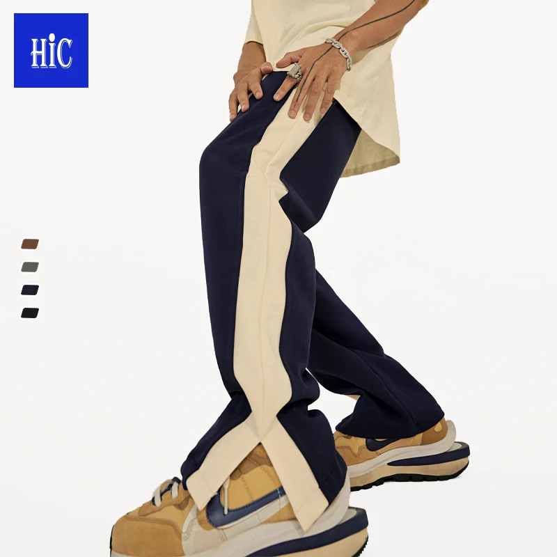 2022 New Design Vintage side striped track pants for men 2022 new baggy sweatpants mens casual trousers